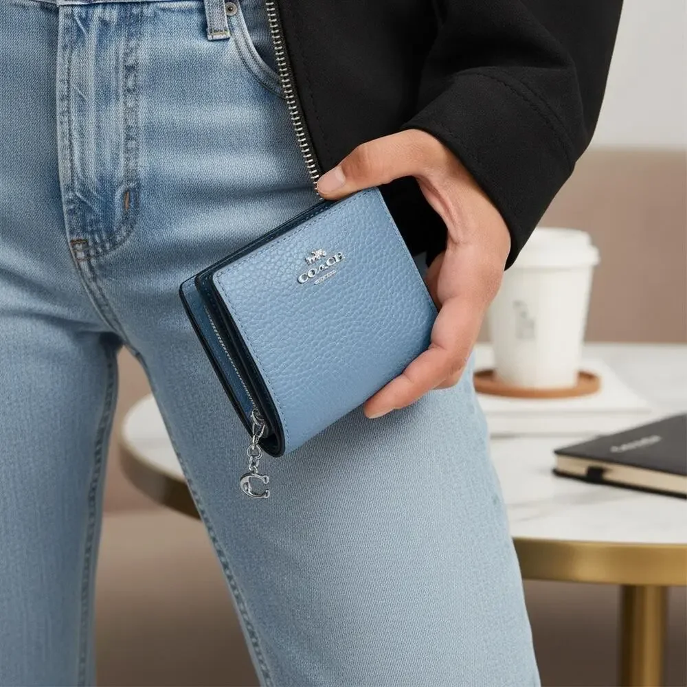 Coach Snap Wallet in Pool Blue Leather CBO77 New With Tags